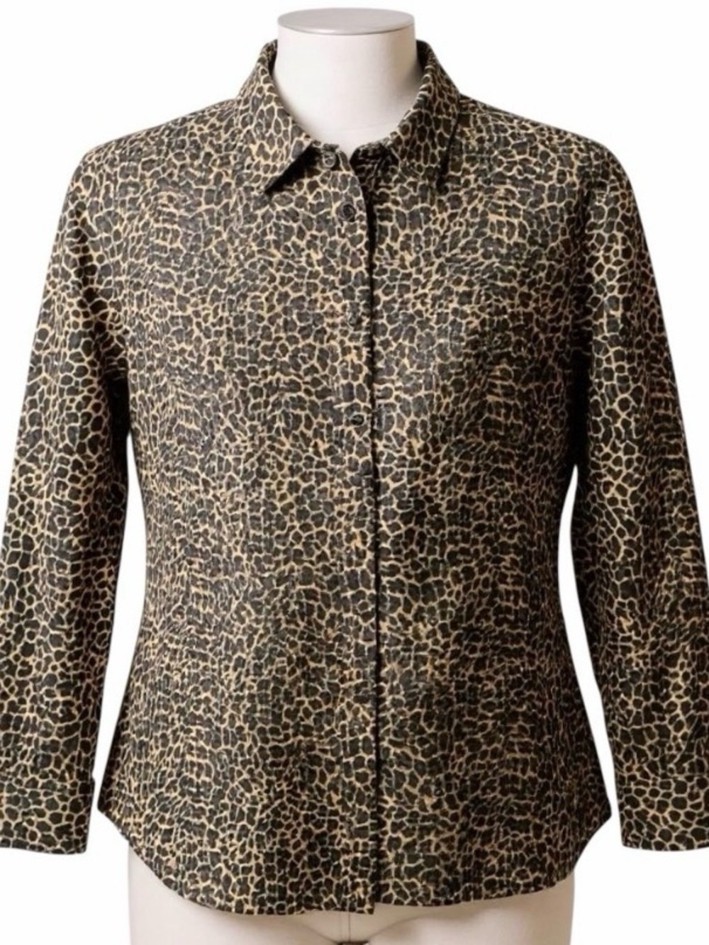 J.Crew Factory Leopard Print Button Down Shirt Small Mob Wife 100% Cotton